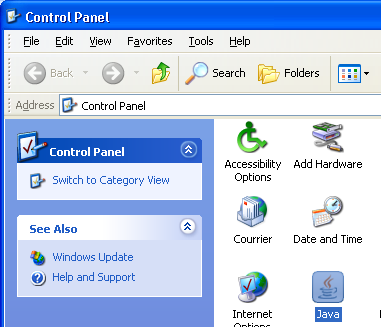 Figure 1: Java Control Panel applet (Windows XP, standard mode)