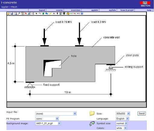 Figure 2: Applet iMesh started with the beam as background image