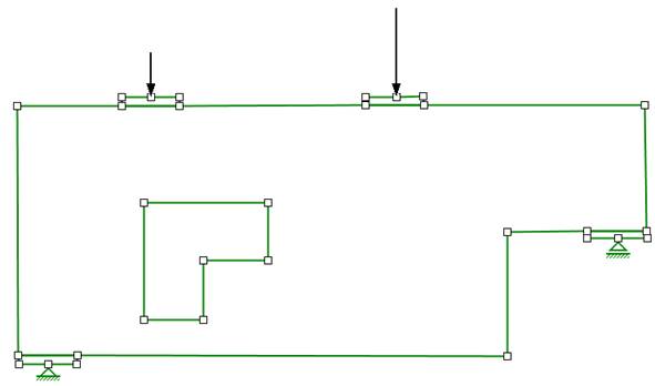 Figure 12: Input data with loading plates, supports and loads