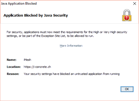 Figure 3: Fenêtre de confirmation pour l'exécution d'un applet Java